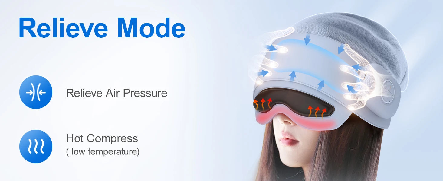 Masseur de tête pour soulager la fatigue, masseur oculaire avec chaleur, massage de la tête et des yeux pour soulager le stress, compatible Bluetooth, cadeaux idéaux